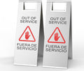 Stainless Steel Out of Service Sign Portable Foldable Sign 2-Pack (Silver)