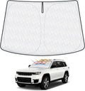 Windshield Sun Shade Fit for Jeep Grand Cherokee/Grand Cherokee L 2021-2024 2025, Sunshades for Grand Cherokee Accessories Foldable Window Sun Shade Sun Visor UPF50+