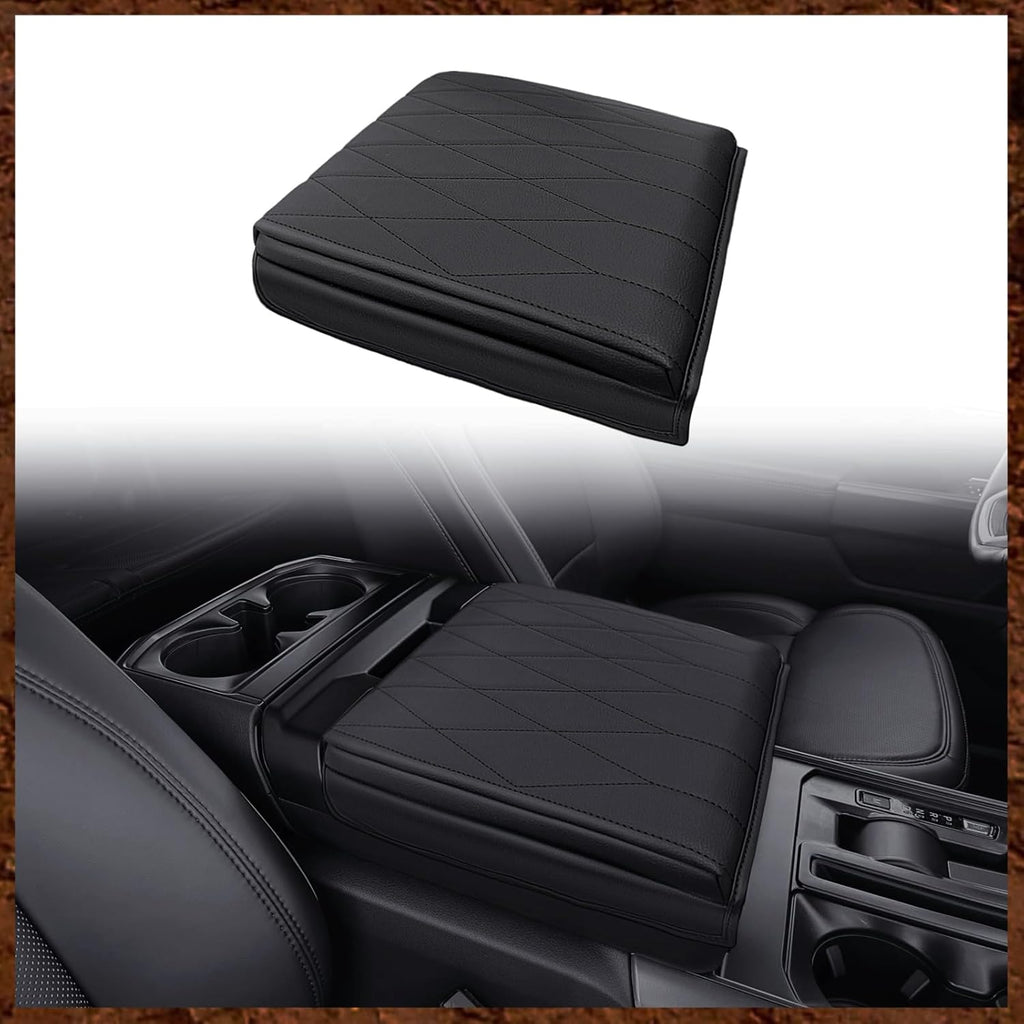 Muslogy Center Console Armrest Cover Compatible with Ford F-150 F150 2021-2025 Comfort Armrest Pad Arm Rest Cushion Vegan Leather Protector 1-Inch Extra Thick(WorkSurface ONLY)