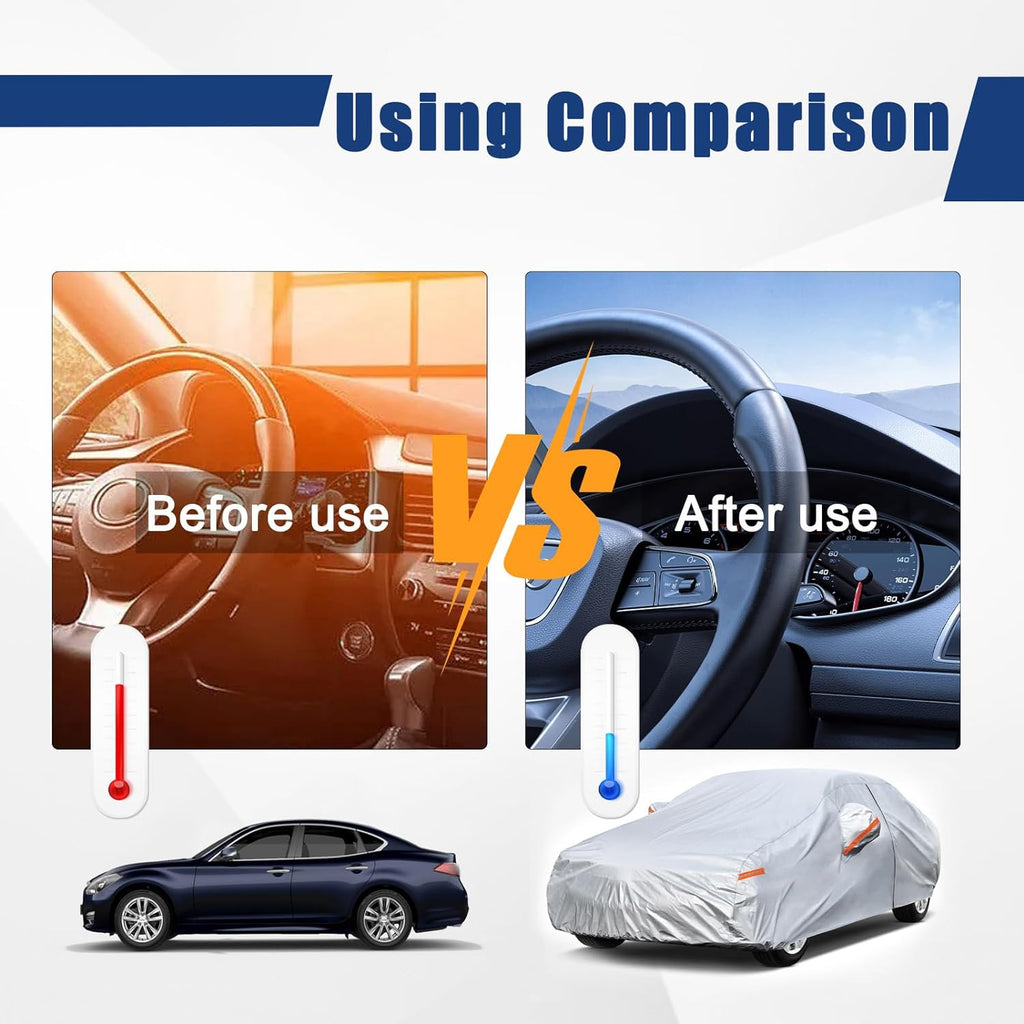 Kayme 6 Layers Car Cover Custom Fit for Nissan Altima (2002-2025) Waterproof All Weather for Automobiles, Outdoor Full Cover Rain Sun UV Protection.Silver