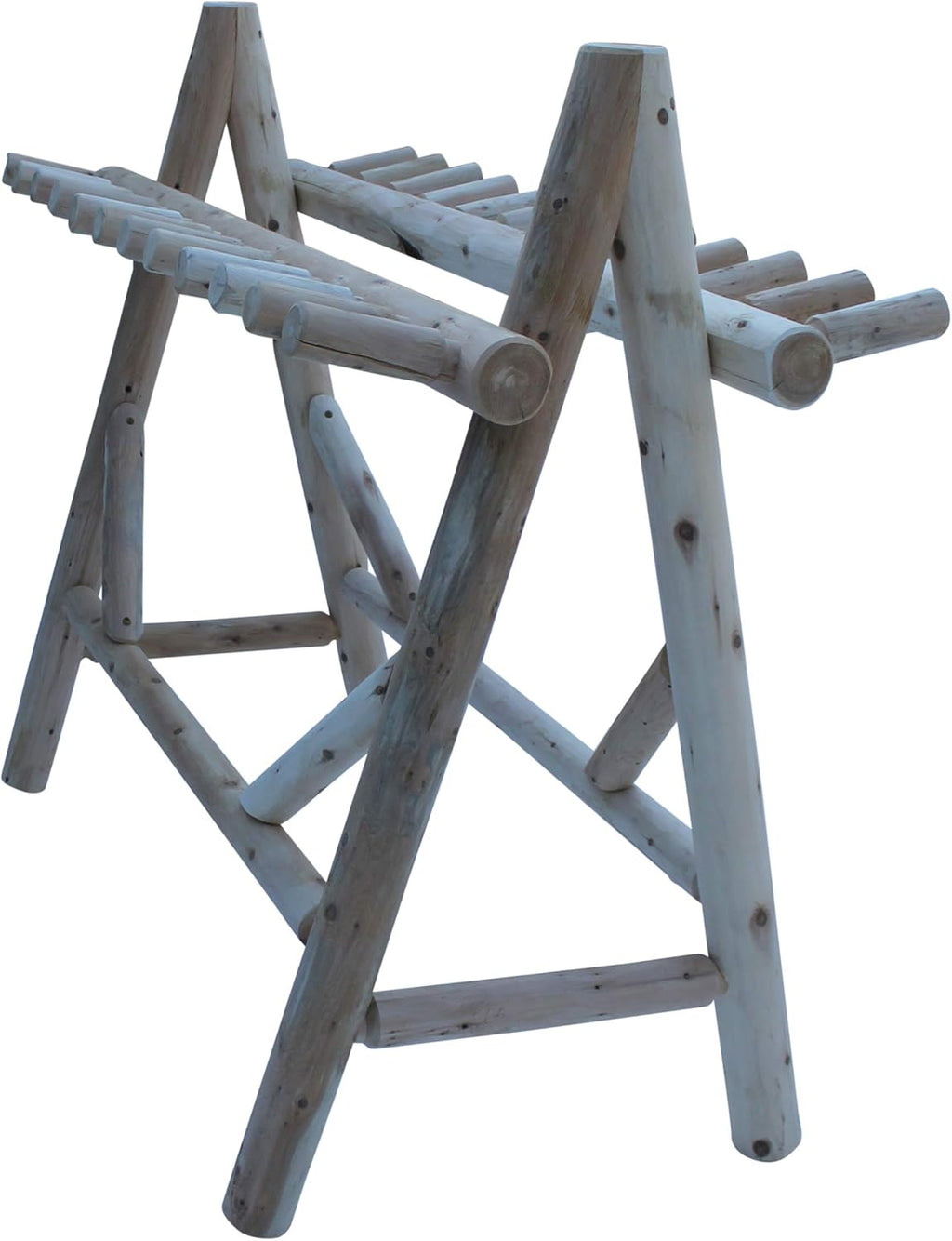22-Place Freestanding Ski Log Racks, Pole Ski Holders, Garage Racks for Organization, Pole Stands, Snowboard Rack Garage, Snow Skis Sports Storage - Natural + 15" Anchor Kit