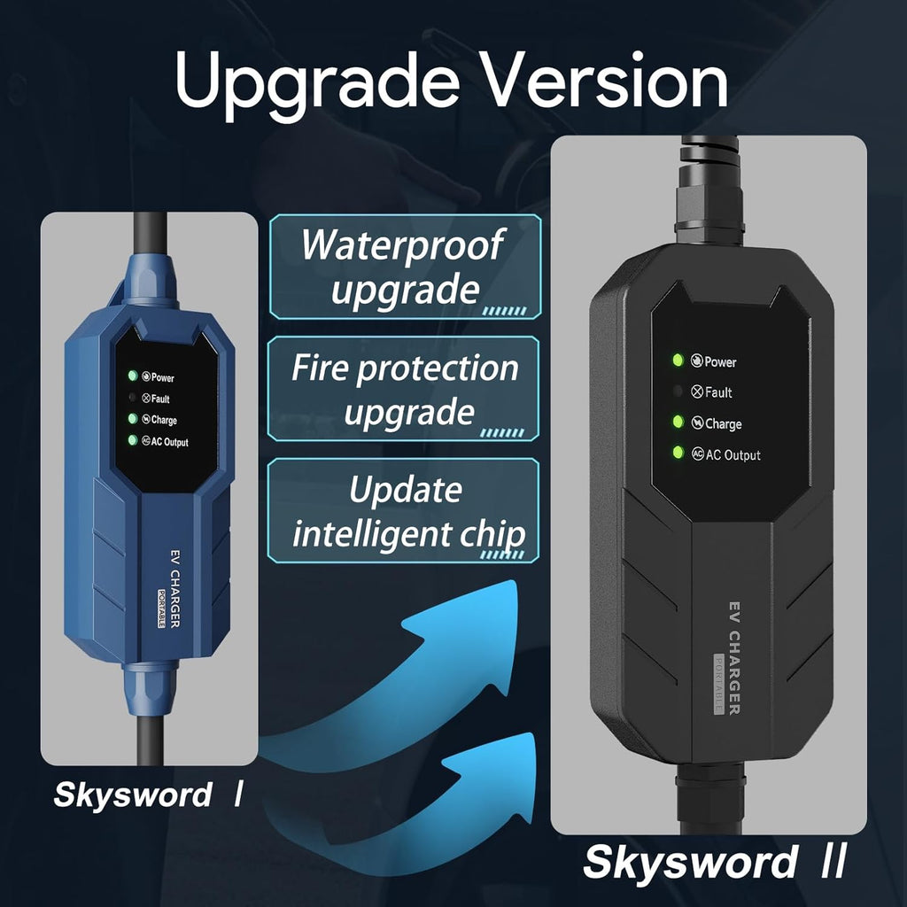 Skysword Ⅱ Level 1 EV Charger (110V, 16A, 25ft), EVSE Home Electric Vehicle Portable Charging Station (NEMA 5-15 Plug)