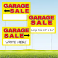 Garage Sale Sign, Large Size 24" x 16" Garage Sale Signs with Stakes, 3PCS Double-Sided Large for Sale Sign with Directional Arrow, Corrugated Plastic Weatherproof Suitable for Yard Sale