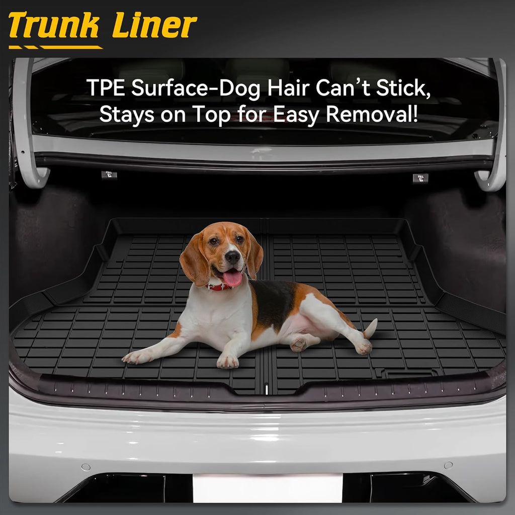 Floor Mats & Cargo Mat Custom Fit for KIA K4 2025 Accessories All-Weather TPE Car Mats and Anti-Slip Trunk Mat Fit for KIA K4 2025 1st 2nd Row & Trunk Liner Full Set, Set of 4 Mats Black