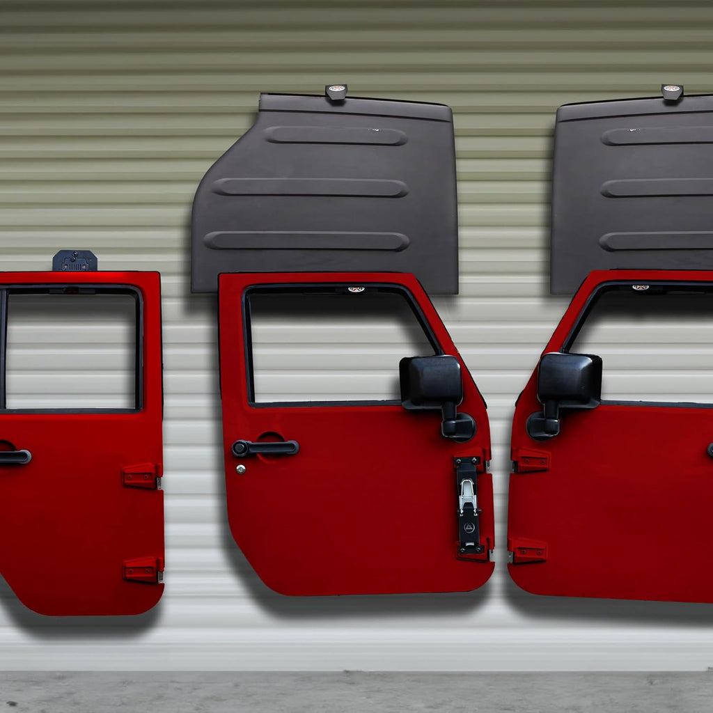 EZ4x4 Garage Wall Freedom Panel & Wrangler Door Storage Hangers Combo Kit, Heavy Duty Metal Storage Holder Bracket Compatible with JK JKU