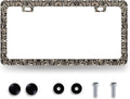 Snake Skin Print License Plate Frame Brown Animal Texture License Plate Holder Funny License Plate for Car Decoration Stainless Steel Snakes Car Accessory with Screws Men Women 12.3" x 6.3"