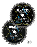 5-1/2-Inch 24&40-Tooth Circular Saw Blade with 5/8-Inch Arbor, Framing & Ultra Finish Wood Cutting, Carbide Tip, Thin Kerf, for Plywood, MDF, OSB, Laminated, 2 Pack