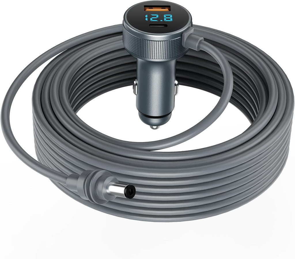Starlink Mini Cable 12V-48V,Starlink Mini Car Adapter with Digital Display,Cigarette Lighter Adapter with USB C PD 40W& USB A 35W Ports for Trucks and Cars(16.4FT)