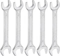 HARFINGTON 5pcs Double Open End Wrench 13mm x 14mm Metric 15 Degree Offset Angle Small Flat Head Wrench Galvanizing Open Ended Spanner for Automotive Repair Furniture Assembly
