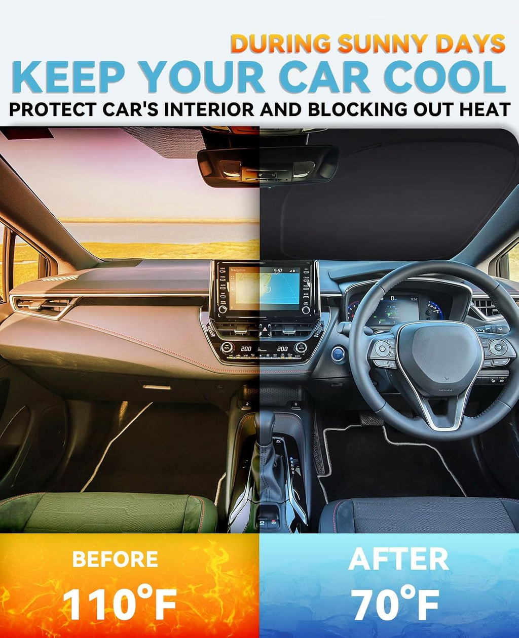 Sun Shade for Subaru Outback 2015-2024 2025 Windshield Sunshade for Outback SUV Accessories Windshield Cover Foldable Front Window Sun Visor Protector Blocks UVR & Heat Damage Keep Car Cooler