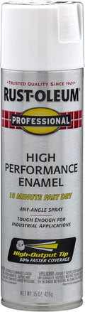 Rust-Oleum 7590838 Professional High Performance Enamel Spray Paint, 15 Oz, Flat White