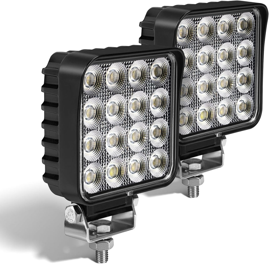4.3" 12V LED Flood Lights 46W, 24 Volt Work Lights for Heavy Equipment Tractor Excavator Dump Truck 5300LM Waterproof, Vehicle Utility Flood UTV ATV, 2PCS