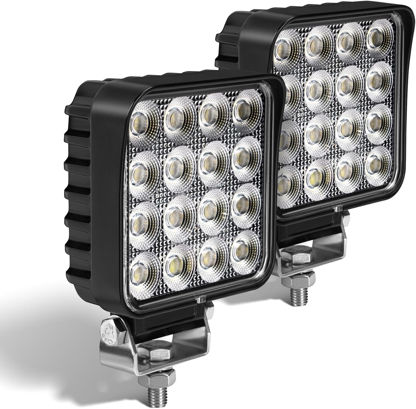 4.3" 12V LED Flood Lights 46W, 24 Volt Work Lights for Heavy Equipment Tractor Excavator Dump Truck 5300LM Waterproof, Vehicle Utility Flood UTV ATV, 2PCS