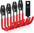 3-H Garden Hose Holder Wall Mount 4 Pack,Solid Steel Hose Hanger,Water Hose Holders for Outside,Perfect for Hanging Outdoor Air Hose,Ropes,Pipes,Garden Tools,Ladders,Bikes,Bulk Items(Red)