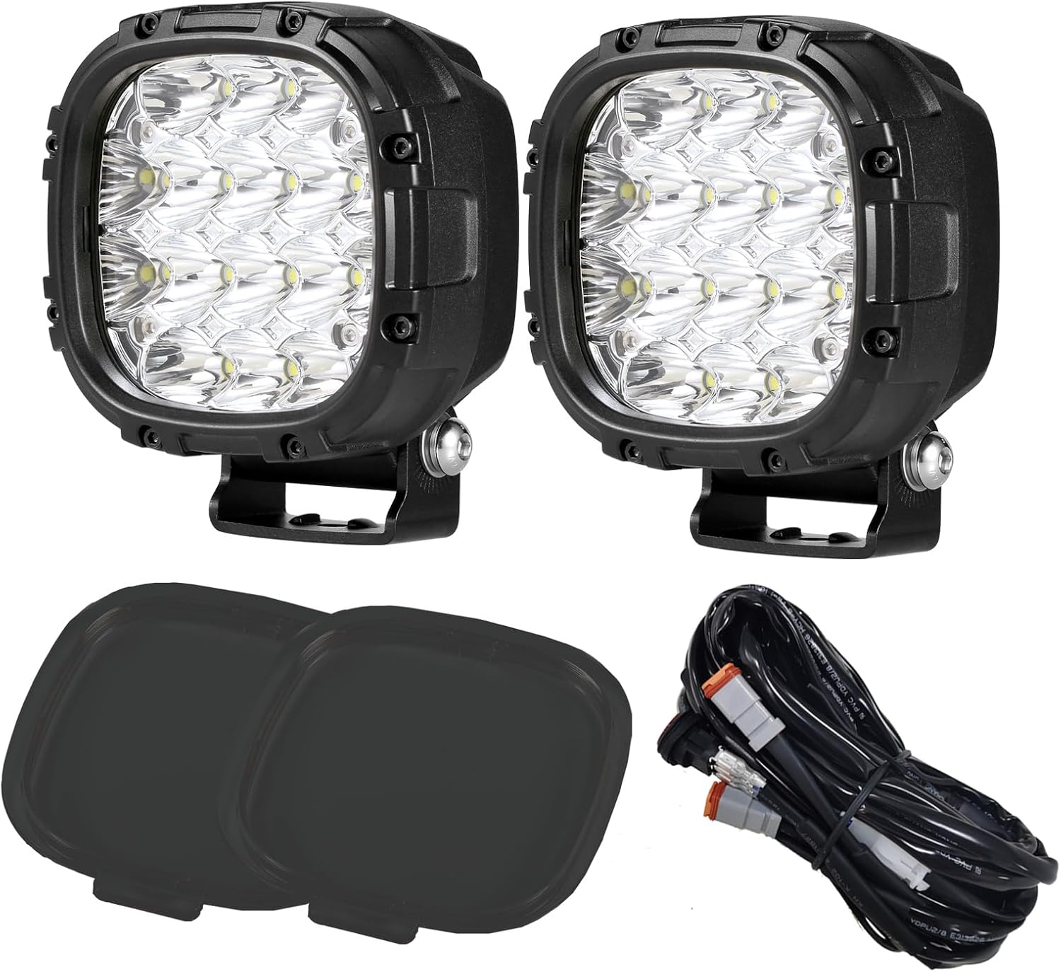BIGLION.X 4 Inch 160W 18800LM Round LED Offroad Lights Driving Spotlights Fog Light Super Bright Bumper Off Road Driving Light with Wiring Harness IP68 for Pickup Trucks SUV ATV UTV