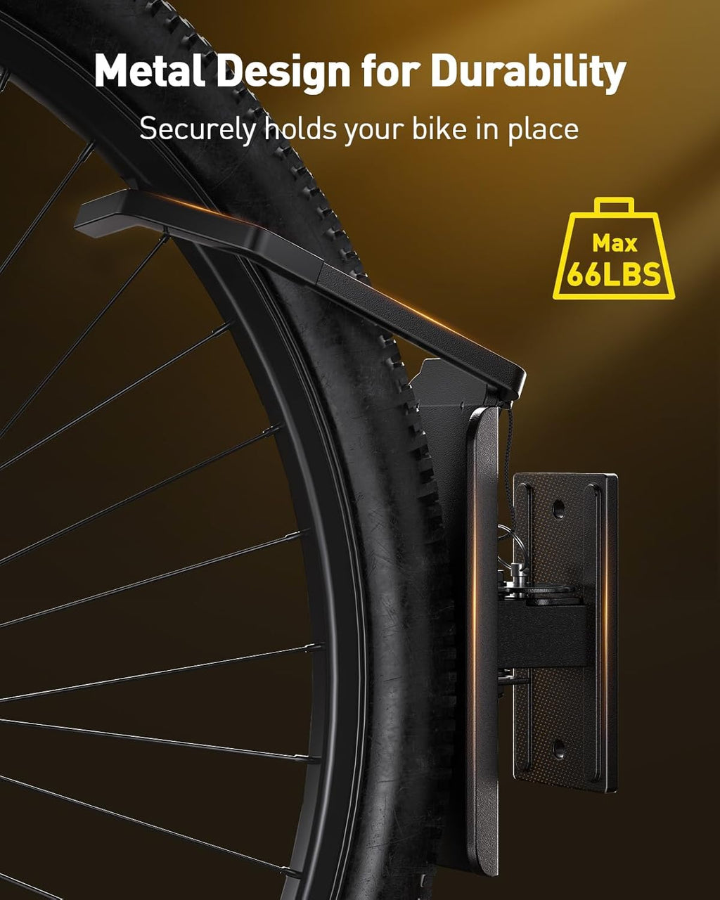 AM alphamount Swivel Bike Wall Mount, Metal Wall Bike Rack with Durable Sleeves, Space-Saving Vertical Bike Rack with 180° Swivel for Home and Garage, Bike Storage Hanger Mount Up to 66 lbs, 1-Pack