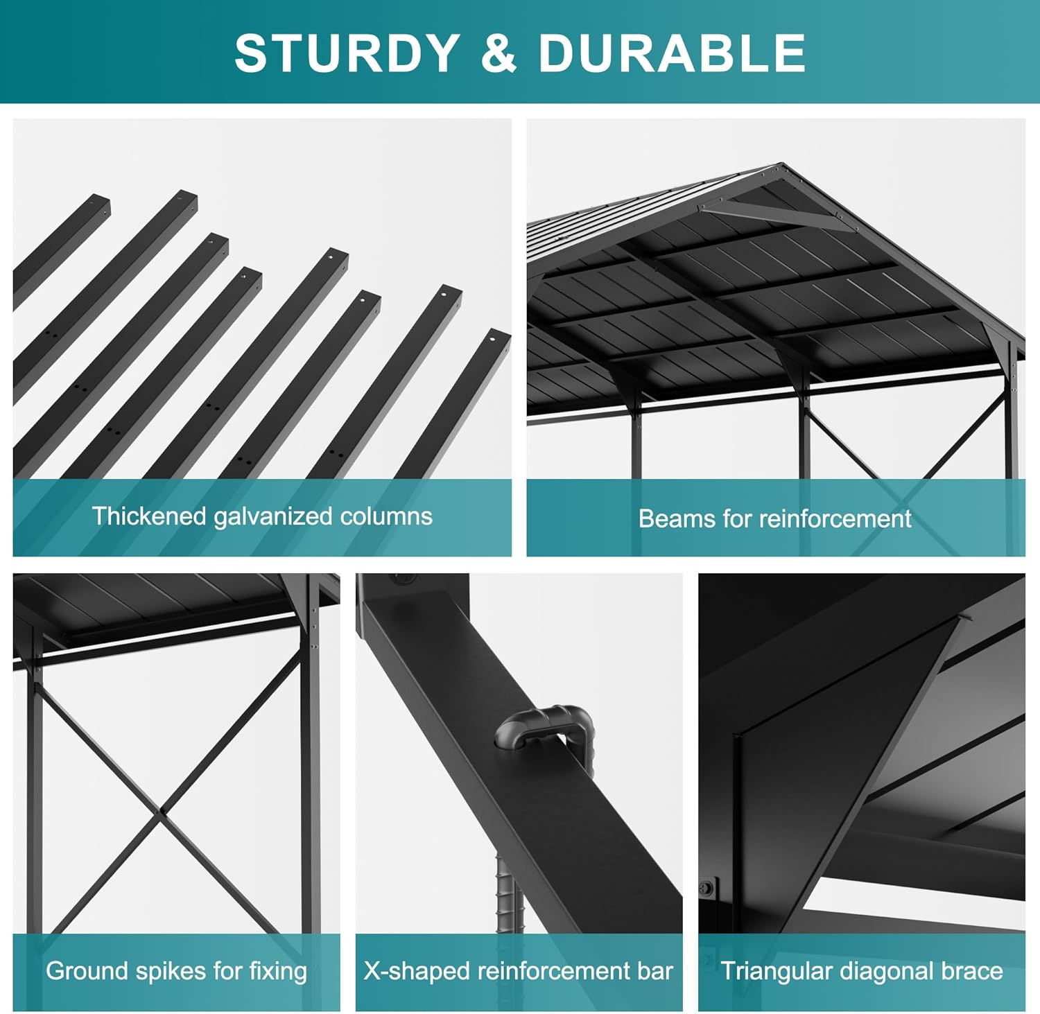 Kullavik 22x12x10 FT Metal Carport, Heavy Duty Carport Canopy with Galvanized Steel Roof, Reinforced Steel Frame & Enhanced Base, All Weather Outdoor Garage for Cars, Trucks, Boats and Tractors