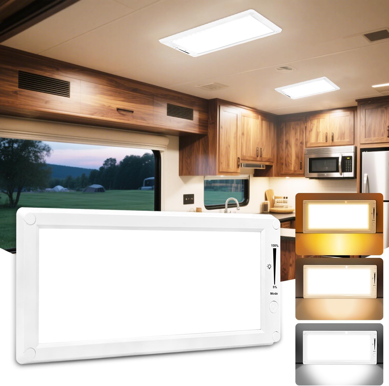 RV Lights Interior,3 Color RV LED Super Bright Fixture,12V RV Ceiling Dome Light with ON/Off Dimmable Switch Energy Saving for RV/Camper/Car/Trailer/Boat