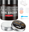 8.5oz Leather Recoloring Balm with 100ml Mink Oil,Dark Brown Leather Repair kit for Furniture and Car Interior,Leather Couch Scratch Repair,Leather Dye Paint,Mink Oil for Leather