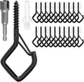 20 PCS Screw Hooks with Safety Buckle, Heavy Duty Ceiling Hooks for Hanging Outdoor String Lights, Plants, Wind Chimes, 2.36 inches, Black