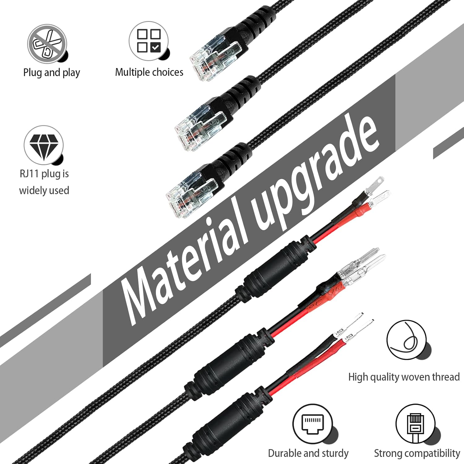 Radar Detector Hardwire Power Cord Mirror Wire Plug Tap,with Inline Fuse Holder,Compatible with Cobra Escort Beltronics Uniden Whistler Valentine One Radar Detector (RJ11-13.6'')
