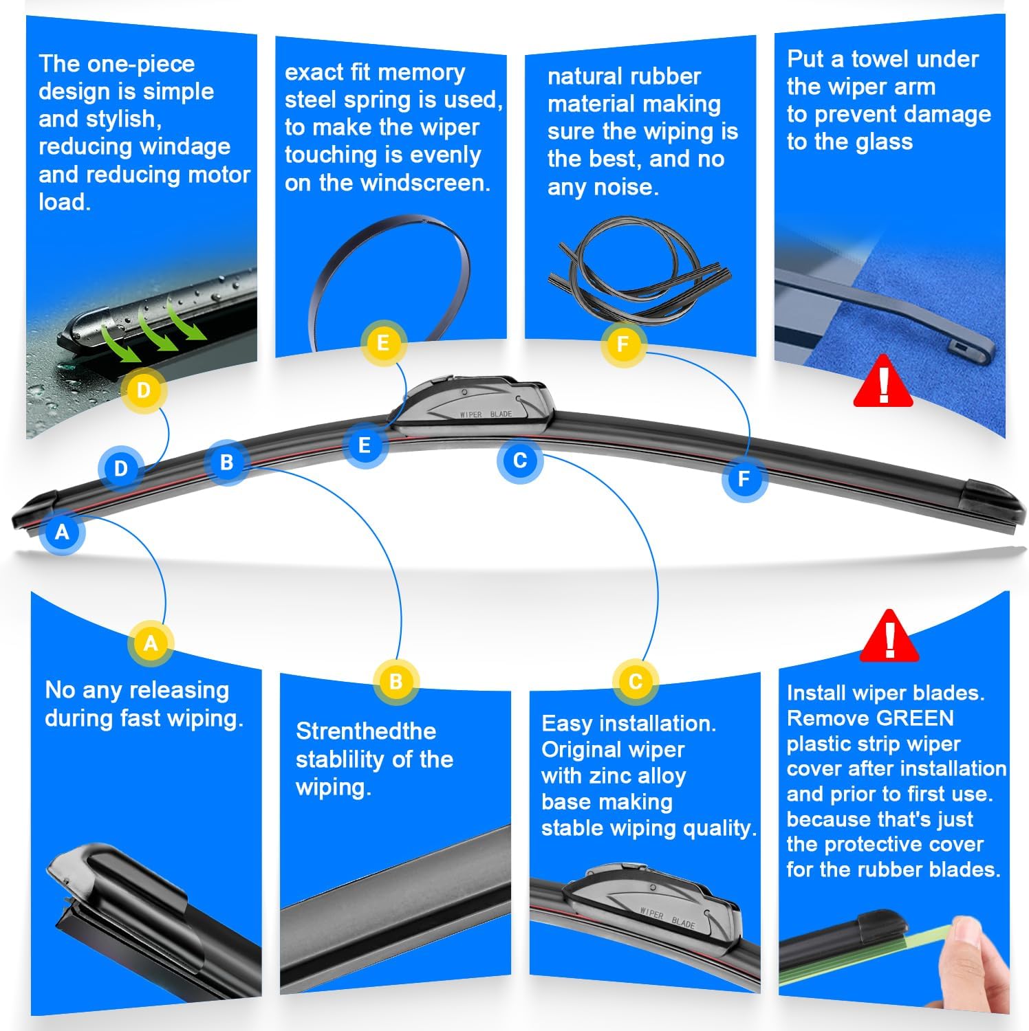 Windshield Wiper Blades Replacement for 2004-2008 Chrysler Pacifica / 2015-2020 GMC Yukon Chevrolet Suburban Tahoe Cadillac Escalade Front Rear Wipers Blade Set - 22" 22" 13"
