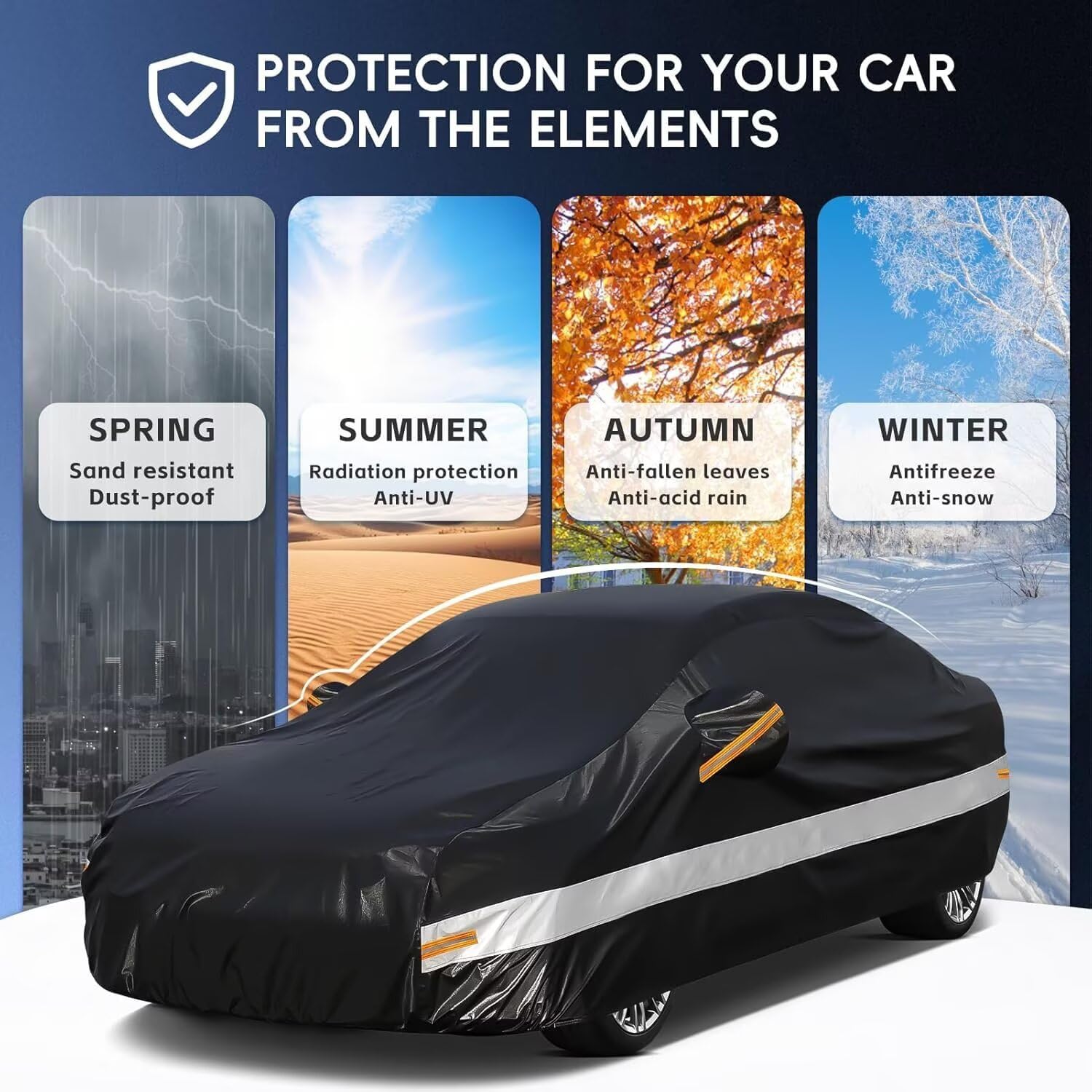 10 Layers Car Cover Custom Fit for BMW 3 Series 320i 328i 330i 335i M340i (2013-2025), Waterproof All Weather for Automobiles, Outdoor Full Cover Sun Dust Rain Protection with Cotton. Black