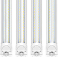 Barrina 8FT LED Shop Light, 100W 15000LM 5000K, Clear Cover Linkable LED Tube Lights, V Shape Integrated T8 LED Lighting, LED Light Fixtures for Garage, Warehouse, Workshop, ETL Listed, 4 Pack