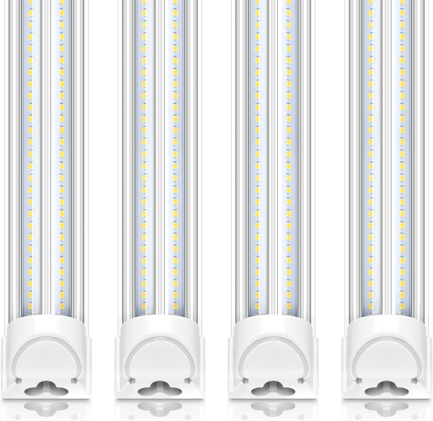 Barrina 8FT LED Shop Light, 100W 15000LM 5000K, Clear Cover Linkable LED Tube Lights, V Shape Integrated T8 LED Lighting, LED Light Fixtures for Garage, Warehouse, Workshop, ETL Listed, 4 Pack