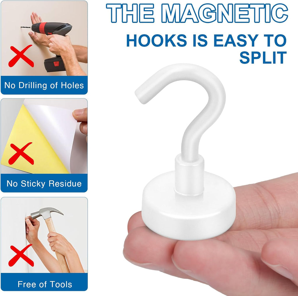 LOVIMAG Cruise Must Haves, 80Lb Magnet Hooks, White Cruise Magnets for Door, Cruise Door Magnets, Magnetic Hooks for Hanging-6Pack