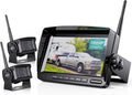 Digital Wireless Backup Camera System Kit, IP69K Waterproof Wireless 2 Rear View Camera + 7’’ LCD Dual Split Monitor for RV/Truck/Bus/Camper/Trailer (WX02)