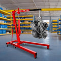 Engine Lift, 2 Ton Engine Hoist Cherry Picker with Quick Fold & 6 Steel Casters, 4400LBS Heavy-Duty Hydraulic Crane, Adjustable 4-Position Boom & 8T Pump for Garage Use 56.2"x50.6"x37"