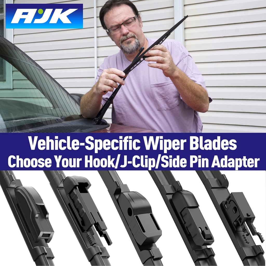 AJK Front Windshield Wiper for Chevrolet Silverado 2008 2009 2010 2011 2012 2013, Original Equipment Window Wipers Blades, Conventional, Vehicle Specific Fit, Pack of 2