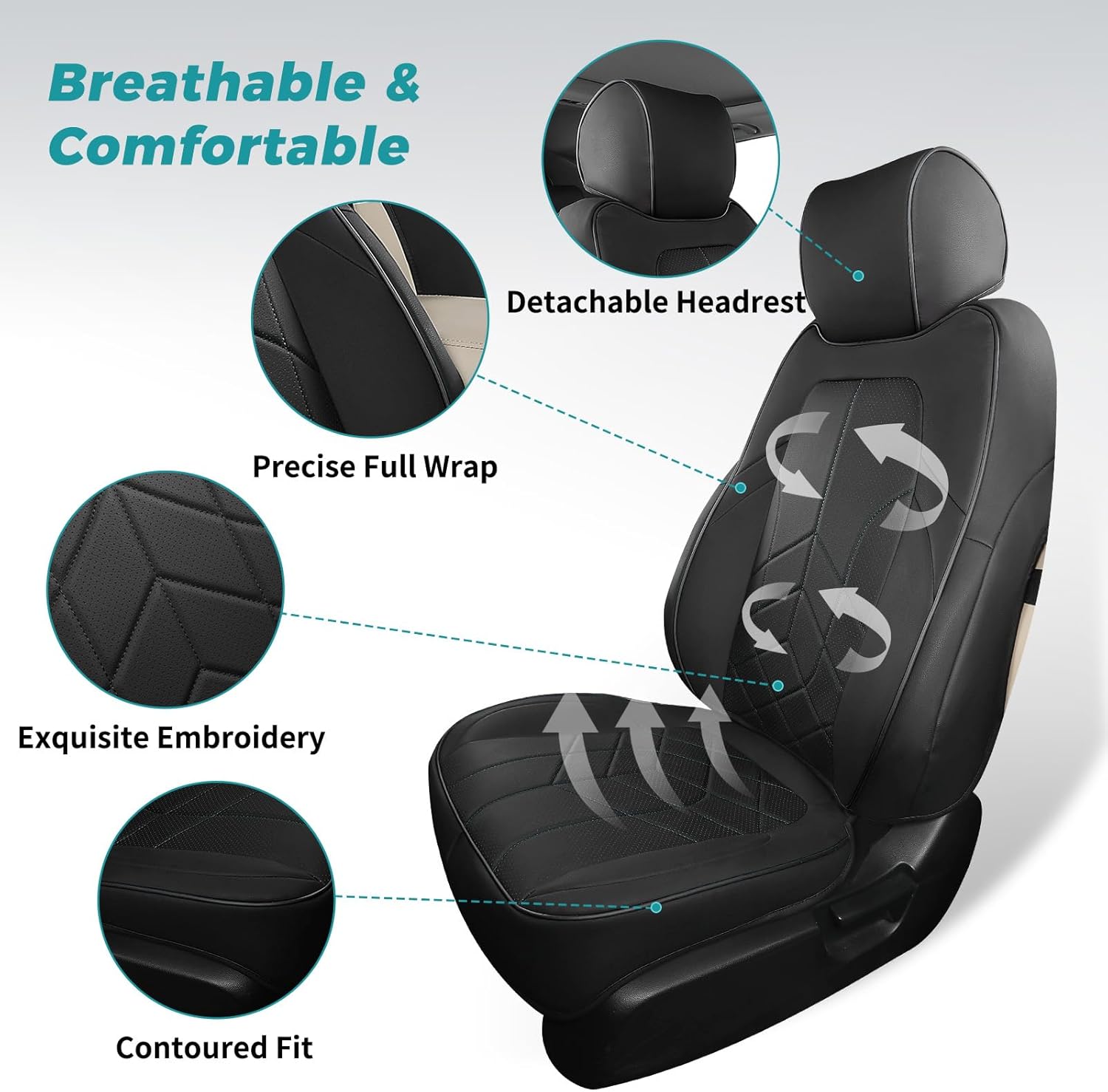 for Honda CRV Seat Covers Custom Fit 2017-2022 EXL EX LX Sport,Touring,Hybrid - Luxury Waterproof Leather Car Seat Covers Full Set - Black