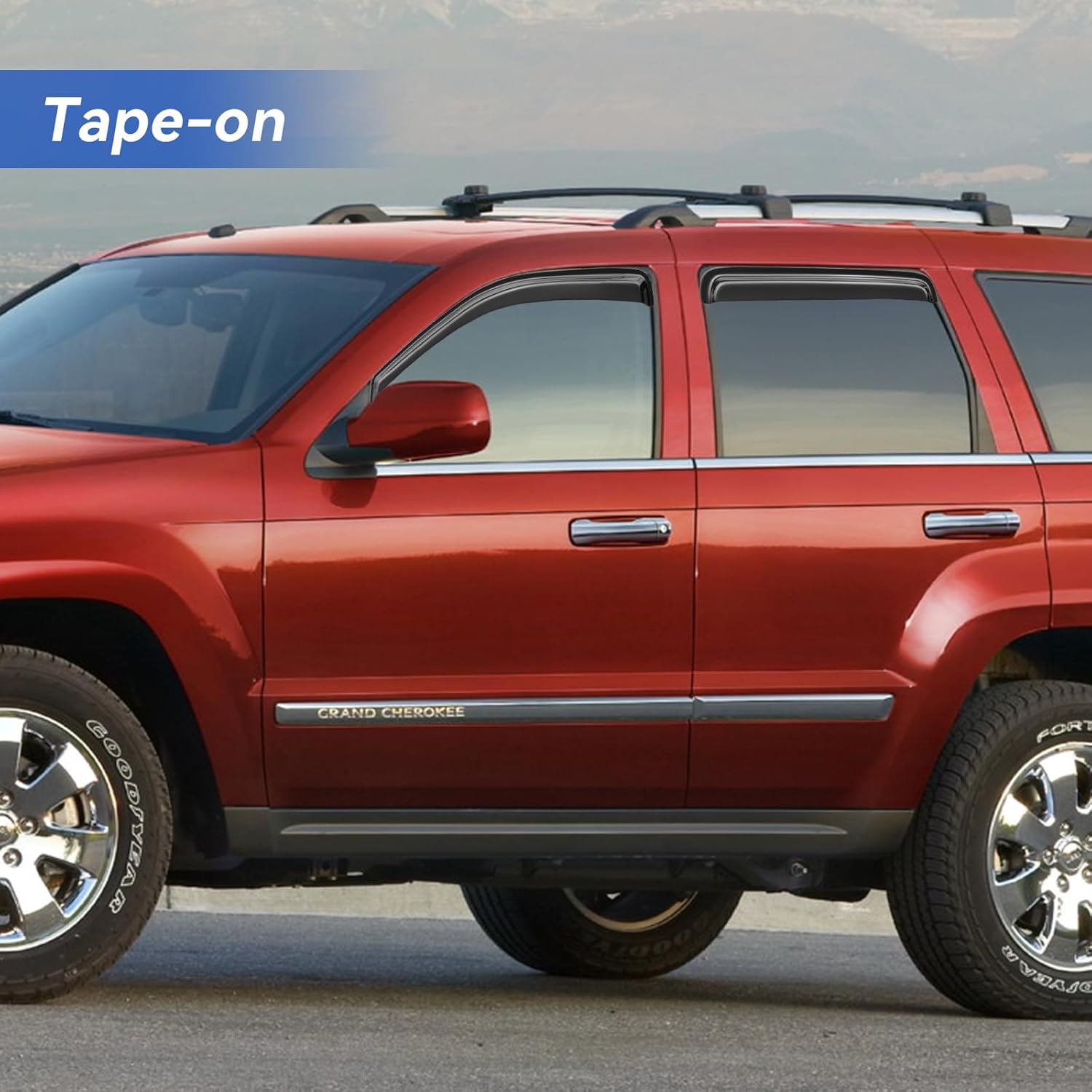 Window Visors Rain Guards Shield for 2005-2010 Jeep Grand Cherokee, Out-Channel Window Vent Wind Deflectors Visors Shades for 05-10 Grand Cherokee