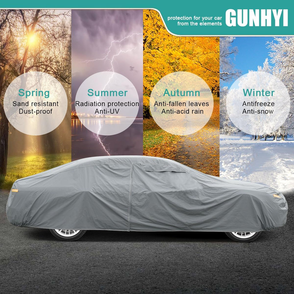 Premium Car Cover Custom Fit Chevrolet Tahoe (2007-2025), 16 Layers Heavy Duty Car Cover Waterproof All Weather with Zipper Door for Sun Rain Snow Dust Uv Protection