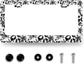 Leopard License Plate Frame Abstract Tropical Palm Trees License Plate Stainless Steel Colorful Car Accessory Funny License Plate Decoration Men Women Size 12.2" x 6.2" with Screws