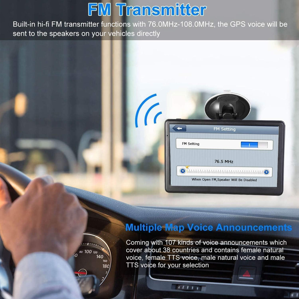GPS Navigation for Car,Latest 2025 Map, 7 inch Touch Screen Real Voice Spoken Turn-by-Turn Direction Reminding Navigation System for Cars, GPS Satellite Navigator with Free Lifetime Map Update