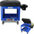 Rolling Creeper Garage Shop Seat for Men, Padded Mechanics Stool with Tool Tray Storage for Garage, Rolling Workshop Stool with Wheels, Auto Creeper Seat, 330 LBS Capacity, Heavy Duty, Blue