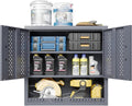 Metal Wall Storage Cabinet with Adjustable Shelf Steel Wall Mounted Garage Storage Cabinet with Doors for Basement Utility Room Warehouse Kitchen
