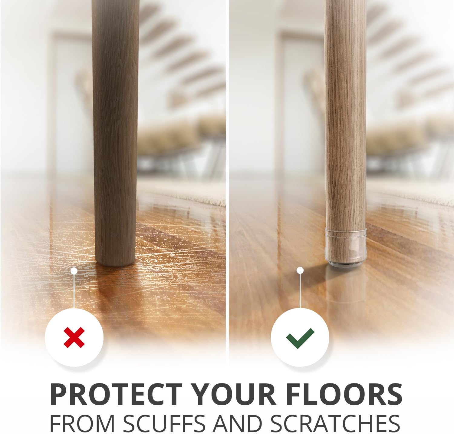 X-Protector Silicone Chair Leg Floor Protectors with Non-Slip Furniture Pads - 24 PCS 1.3" - 2" - Anti-Slip Chair Leg Covers - Non-Skid Furniture Leg Caps - Furniture Pads for Hardwood Floors!