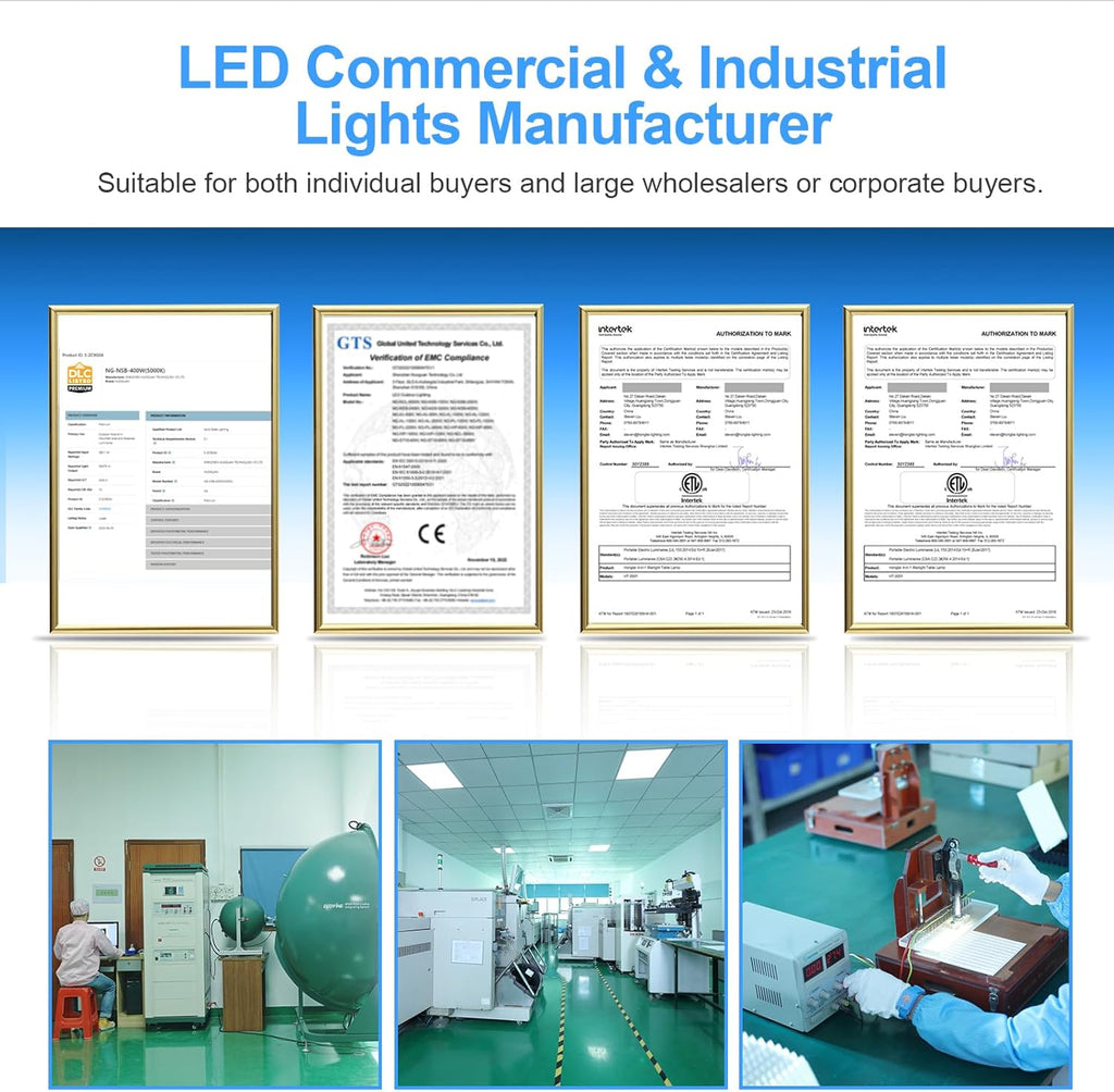 9 Pack 500W LED High Bay Light 72,500LM DLC ETL Listed Industrial Grade UFO Light Dimmable IP65 Waterproof 5000K Commercial Bay Lighting for Warehouse Garage Factory 110V 120V