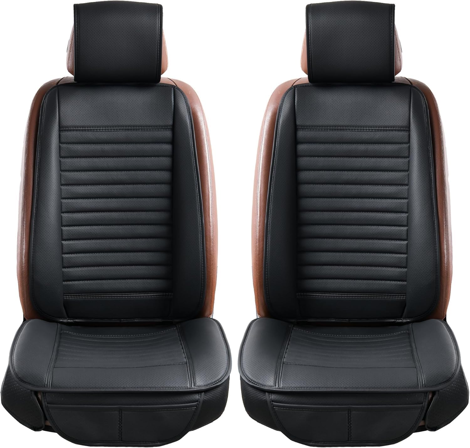Universal Leather Car Seat Covers Full Set, Car Seat Cushion Covers Protector for Cars SUV Pick-up Truck Van Interior Accessories(Black)
