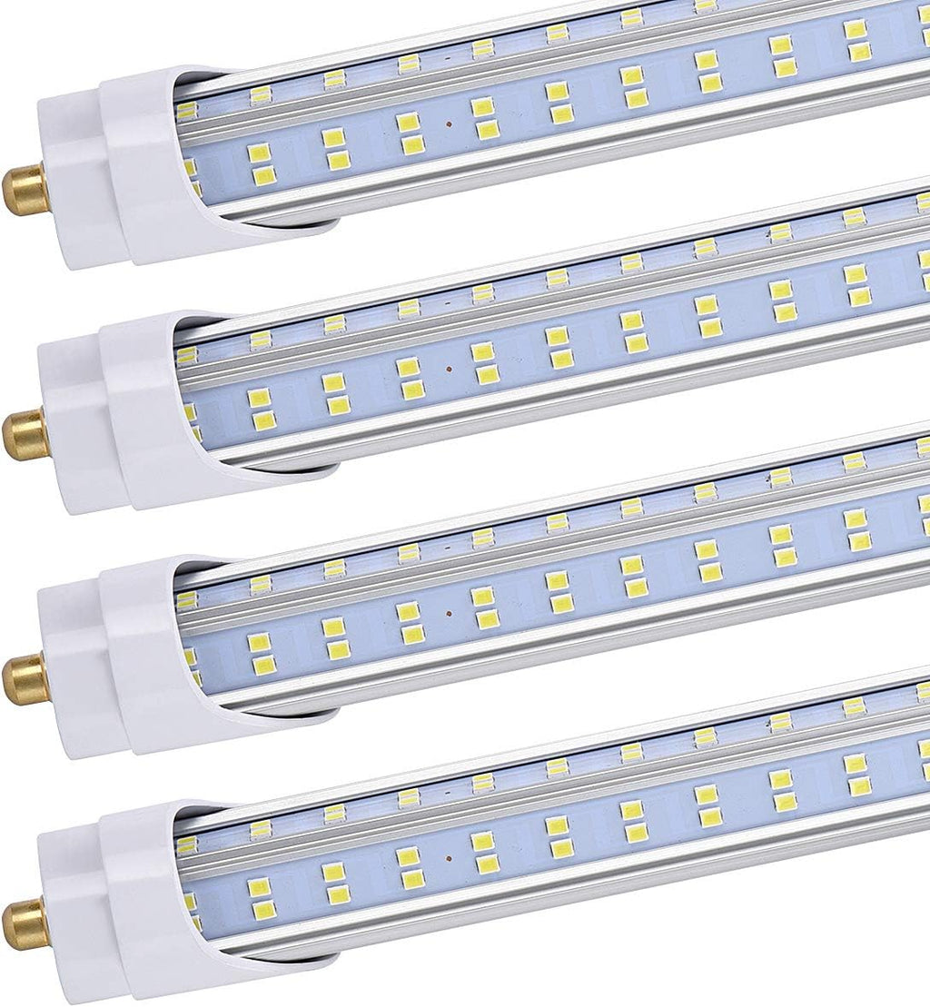 20 Pack, 8 Foot LED Bulbs, 150W 19000lm 6000K, Super Bright, T8 T10 T12 LED Tube Lights, 4 Rows V Shape, FA8 Single Pin LED Lights, Clear Cover, 8 Foot LED Bulbs to Replace Fluorescent Light Bulbs