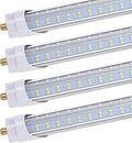 20 Pack, 8 Foot LED Bulbs, 150W 19000lm 6000K, Super Bright, T8 T10 T12 LED Tube Lights, 4 Rows V Shape, FA8 Single Pin LED Lights, Clear Cover, 8 Foot LED Bulbs to Replace Fluorescent Light Bulbs