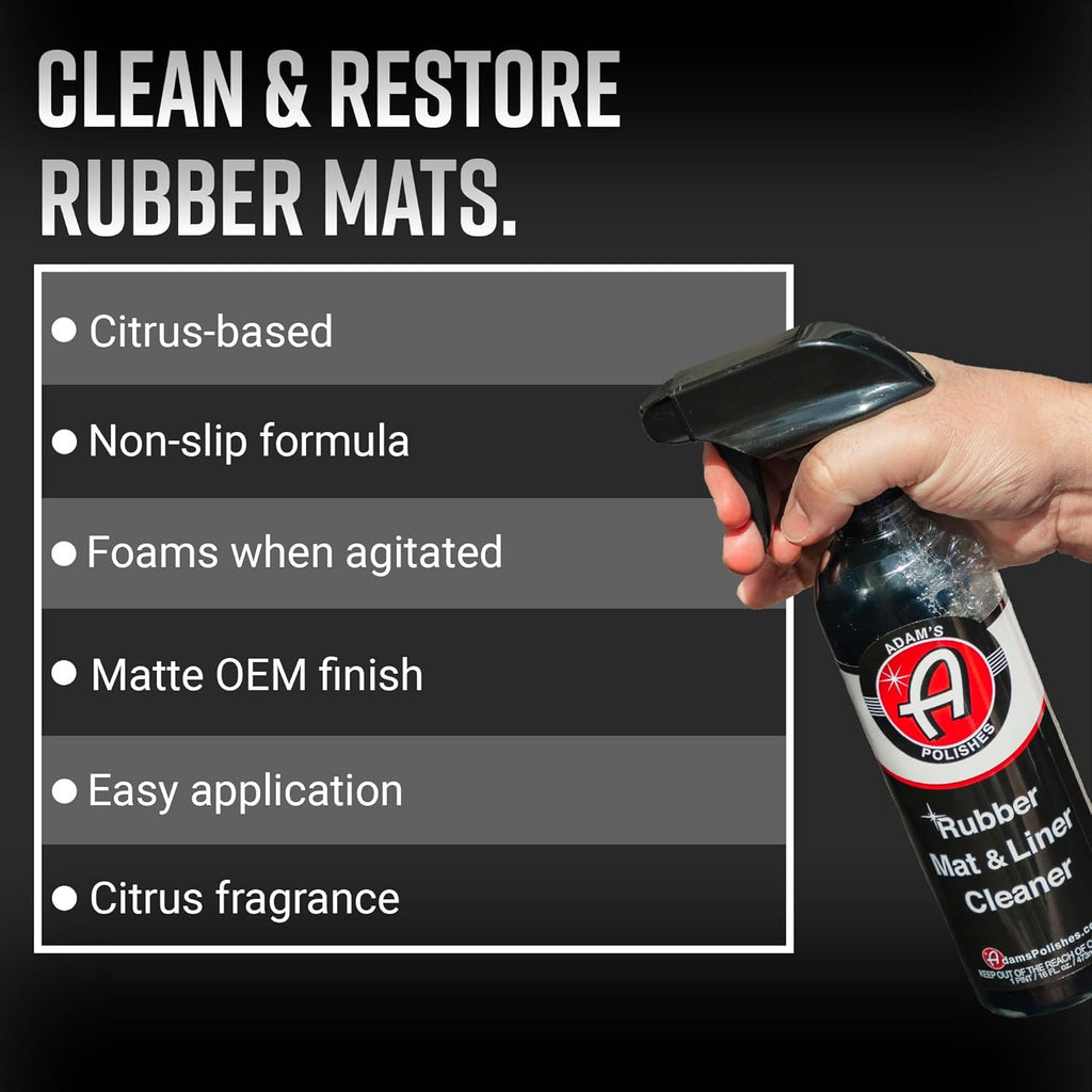 Adam's Polishes Rubber Mat & Liner Cleaner 16oz Protectant & Rubber Floor Mat Cleaning Solution for Car Detailing | Deep Cleans & Restores Mats, Truck Bed Cargo Liners, Trunk Mat Accessories & More