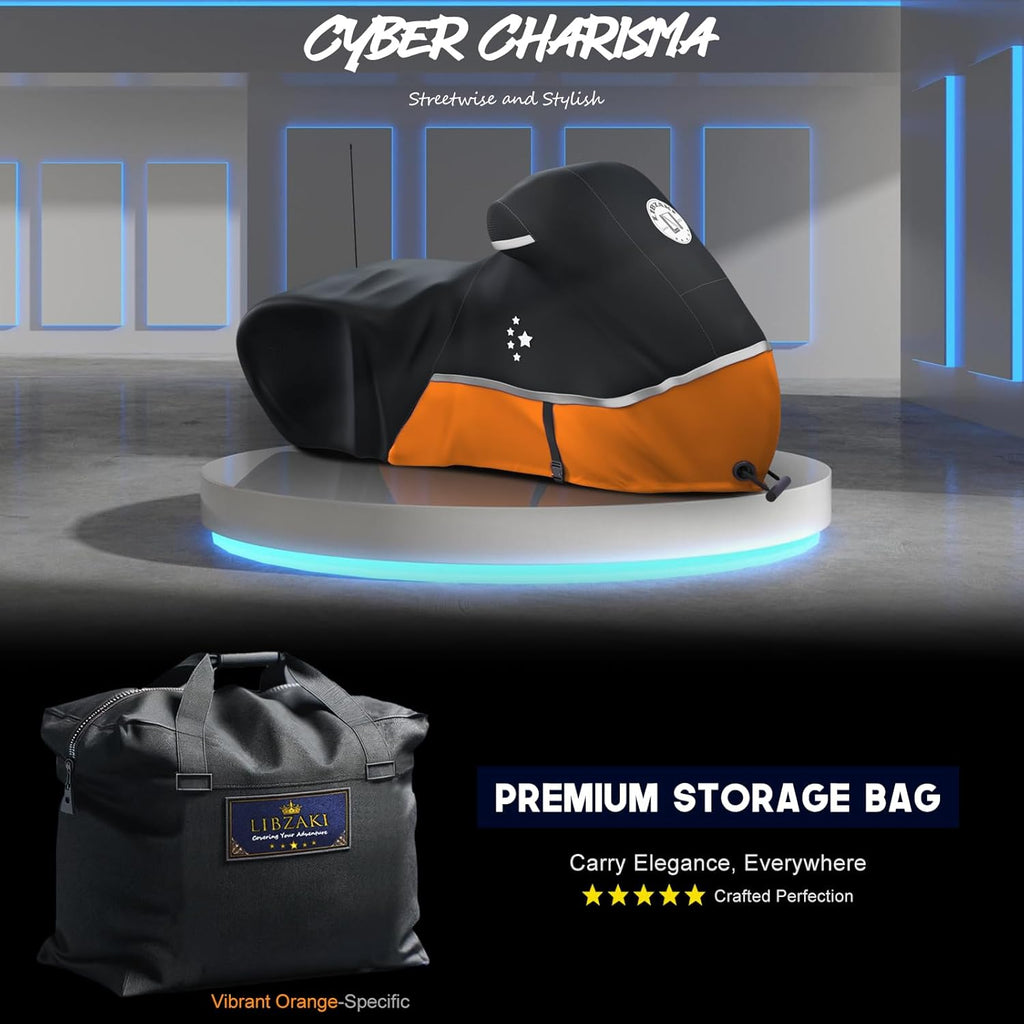 Motorcycle Cover Storage for Touring Models Harley Davidson Road King,Road Glide,Street Glide, Electra Glide,Heritage Classic,Low Rider-ST,and Most Motorcycles Orange
