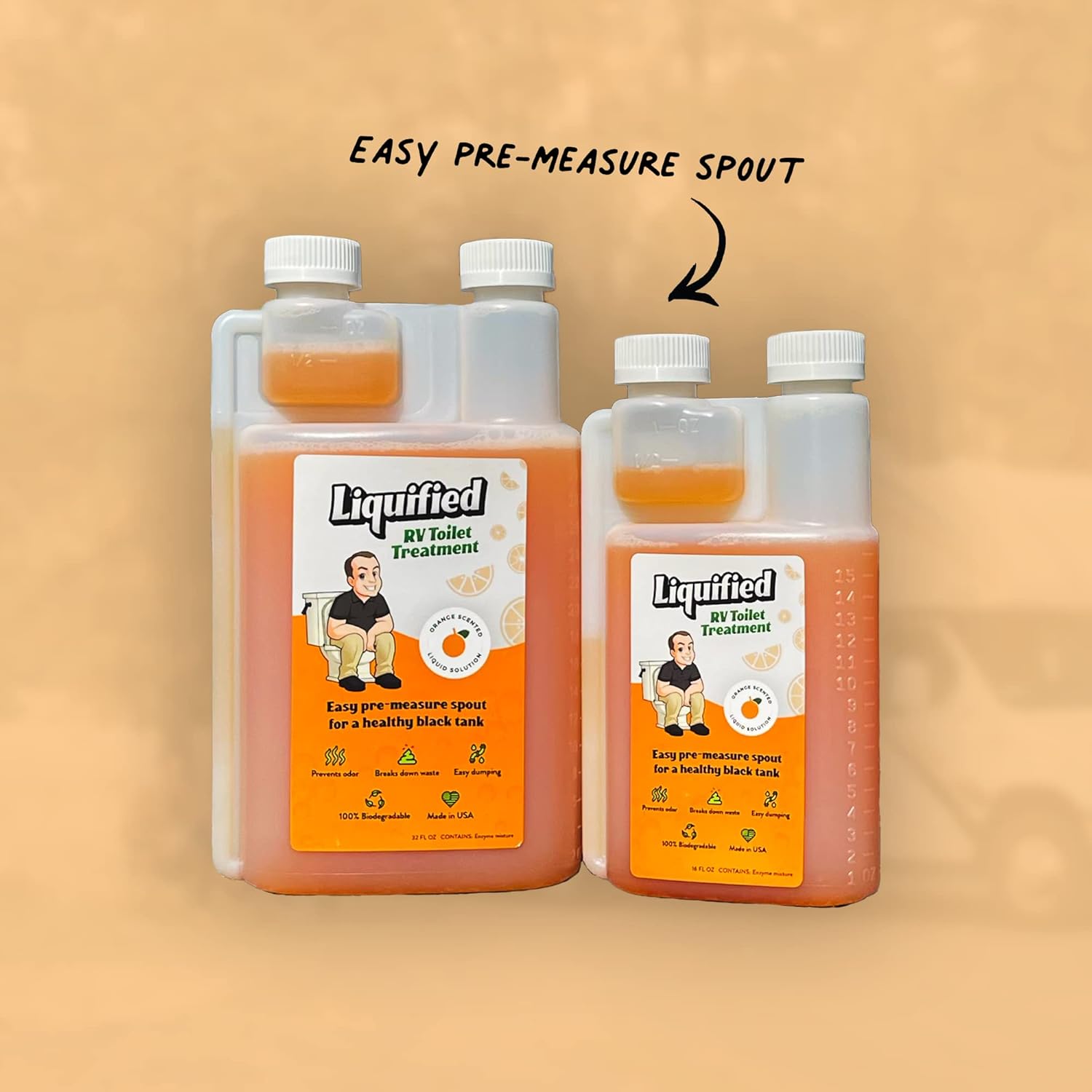 Liquified RV Toilet Treatment Bundle - Black Holding Tank Digester - Odor Eliminator - Orange Scent - Matts RV Reviews (Orange, 32oz, 3 Pack)