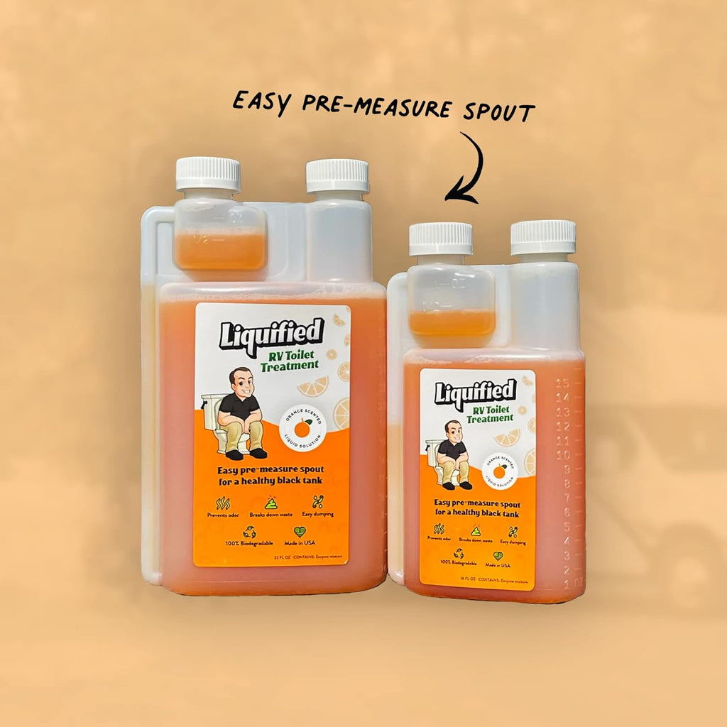 Liquified RV Toilet Treatment - Black Holding Tank Digester - Odor Eliminator - Orange Scent - Matts RV Reviews (Orange, 16oz)