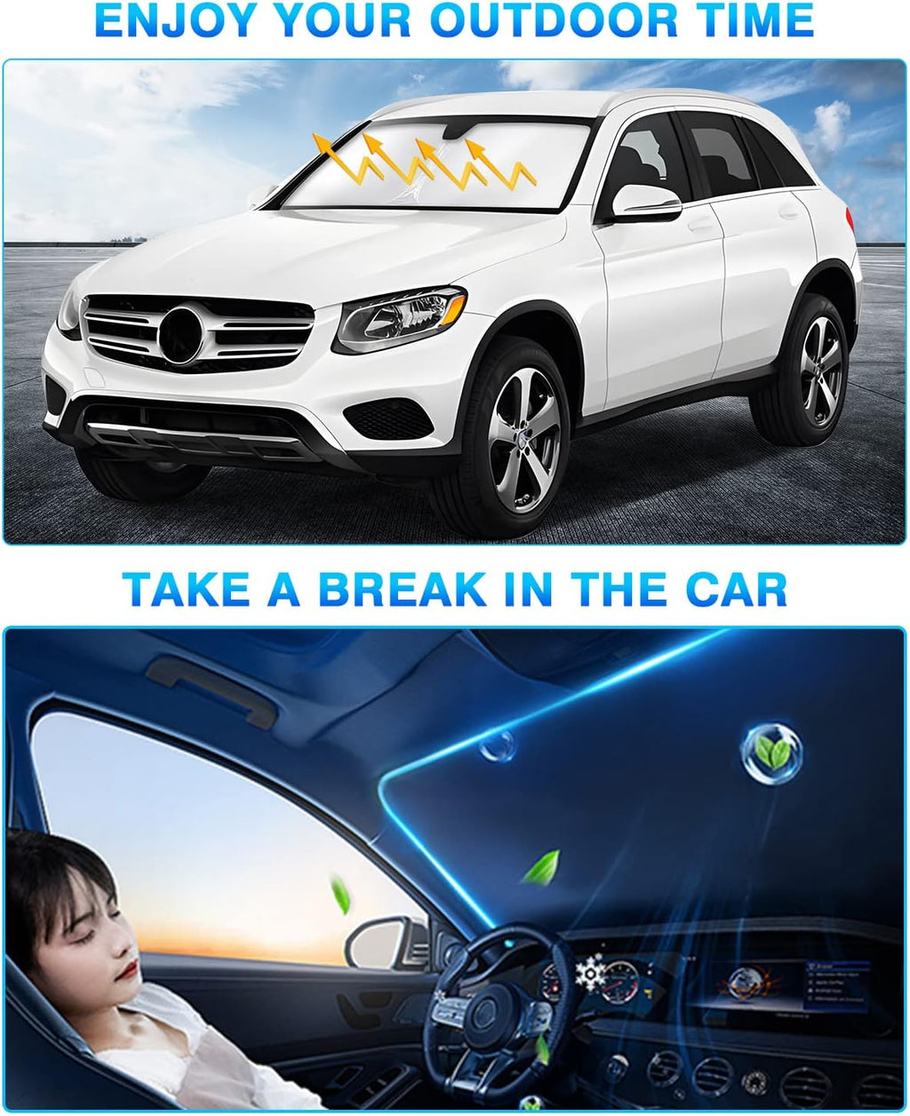 KUST Windshield Sun Shade for Jeep Compass 2007-2017 Window Shade Sun Visor Cover Foldable Blocks UV Rays Keep Your Car Cooler